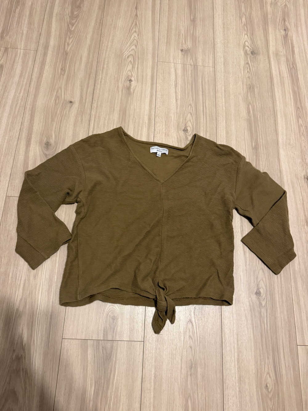 Madewell Olive Tie-Front V-Neck Knit Top